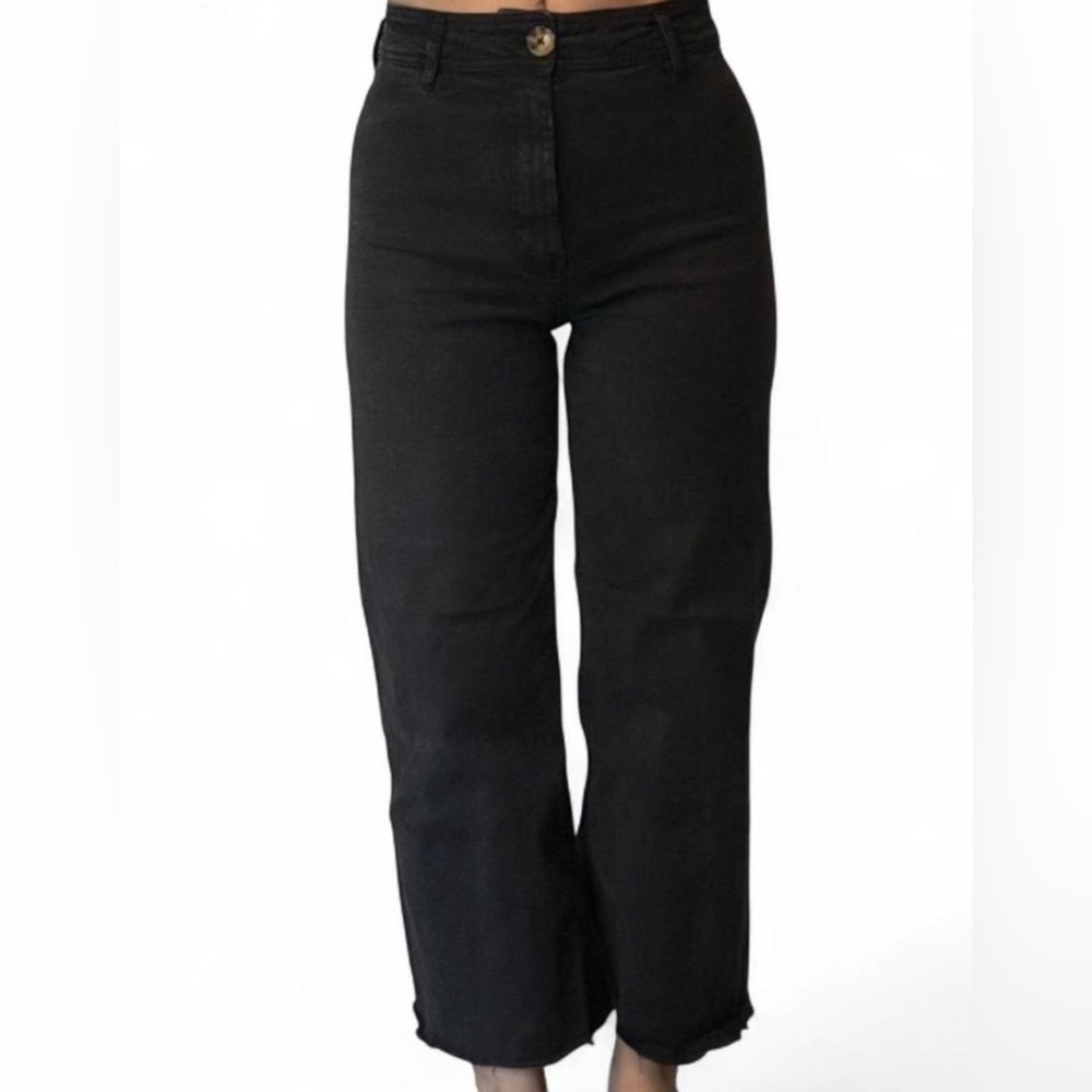 stradivarius high rise wide leg faded black jeans